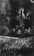 men running from work through the fields.